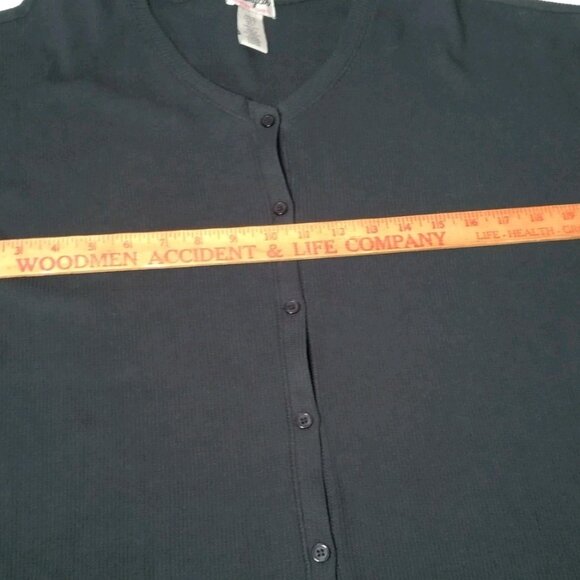 Wrangler Wrancher Shirt Women Lare Blue Waffle Knit Thermal Top Long Slv Button - Picture 6 of 10